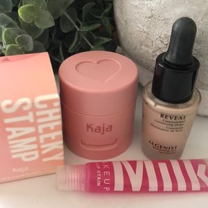 Kaja Blush, Algenist Highlighter, Milk Lip Stain